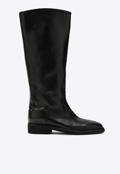 Golden Goose Db Biker Knee-high Boots In Calf Leather In Black