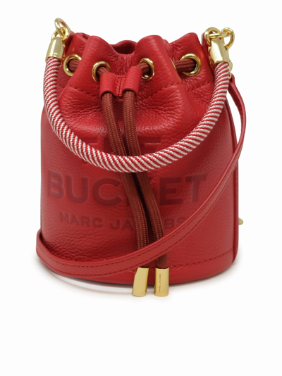 MARC JACOBS MARC JACOBS RED LEATHER THE MINI BUCKET BAG