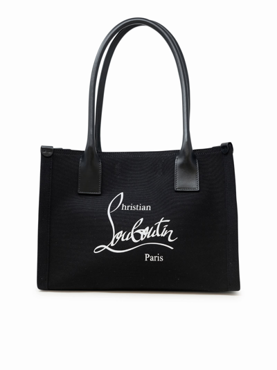 CHRISTIAN LOUBOUTIN CHRISTIAN LOUBOUTIN BLACK CANVAS NASTROLOUBI SMALL TOTE