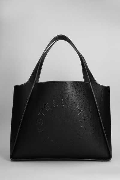 Stella Mccartney Logo Grainy Faux-leather Tote Bag In Black