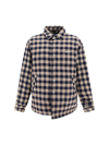 Bluemarble Checkerboard-print Logo-plaque Shirt Jacket In Navy