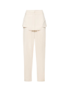 Andreädamo Viscose Blend Trouser With Frontal Panels With Metal Hooks In Beige