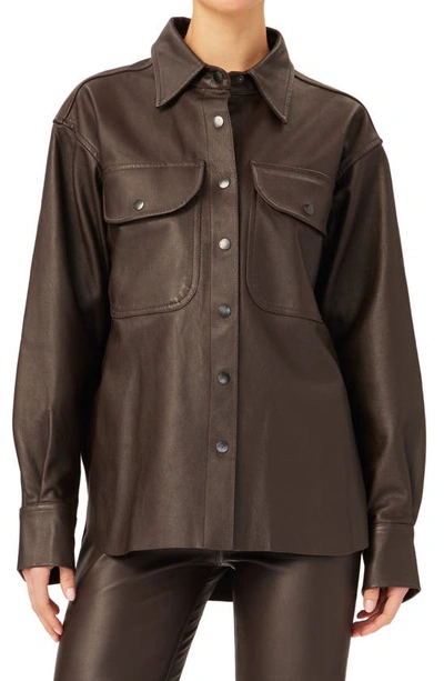 Dl1961 Faye Leather Shirt In Mahogany