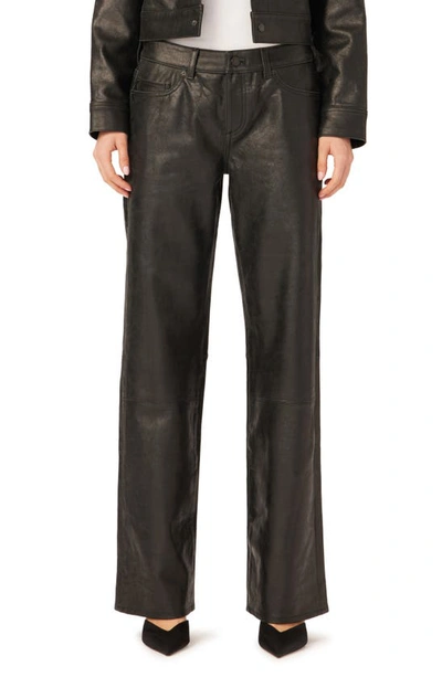 Dl1961 Drue Straight Low-rise Vintage Leather Pants In Black