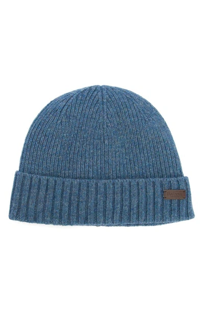 Barbour Carlton Fleece Lined Wool Blend Beanie In Blue