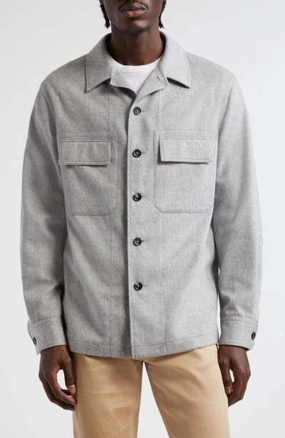 Zegna Men's Oasi Cashmere Overshirt In Light Gray