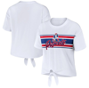 Wear By Erin Andrews White New England Patriots Front Tie Retro T-shirt In White