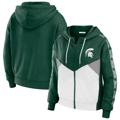 Wear By Erin Andrews Green Michigan State Spartans Colorblock Full-zip Hoodie Jacket