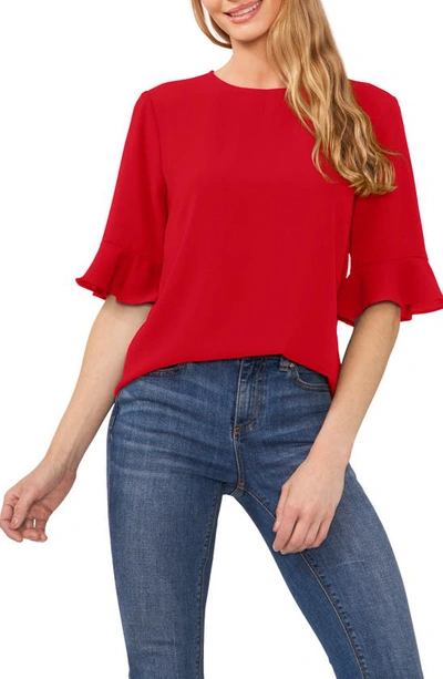 Cece Ruffle Cuff Blouse In Spiced Red
