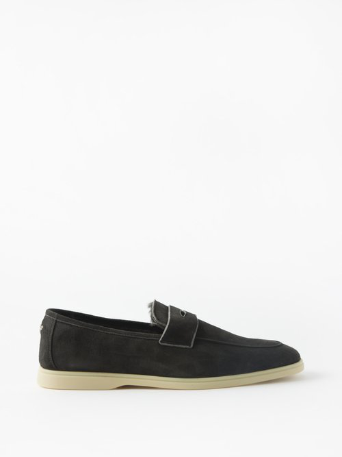 Bougeotte bee-appliqué suede loafers - Neutrals