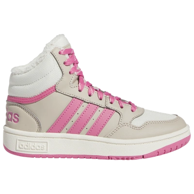 Adidas Originals Kids' Big Girls Hoops Mid 3.0 High Top Basketball Sneakers From Finish Line In Wonder Beige/pink Fusion/off White