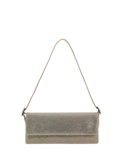 Benedetta Bruzziches Vittissima La Grande Shoulder Bag In Rhinestone Mesh/golden Gun