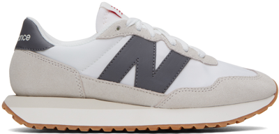 New Balance White 237v1 Sneakers In White/castlerock