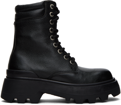 Ami Alexandre Mattiussi Lug Sole Ankle Boots Black Unisex In Tricotine Black