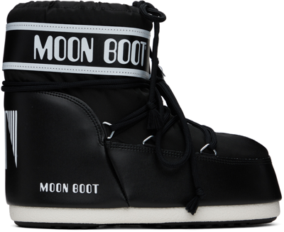 Moon Boot Black Icon Low Nylon Boots In Animal Print