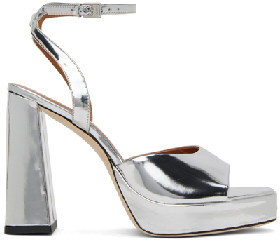 Staud Silver Solange Heeled Sandals In Chrm Chrome