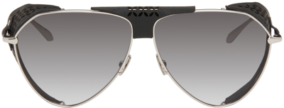 Alaïa Silver & Black Pilot Sunglasses In 001 Silver