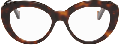 Loewe Tortoiseshell Chunky Anagram Glasses In 52 Dark Havana