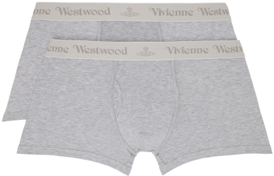 Vivienne Westwood Two-pack Gray Logo Boxers In Grey
