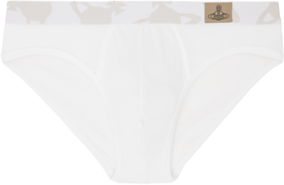 Vivienne Westwood White Orb Briefs In 233-j001n-a401