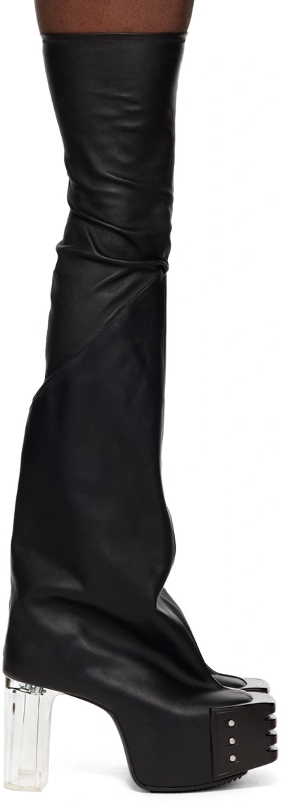 Rick Owens Black Flared Boots In 90 Black/clear