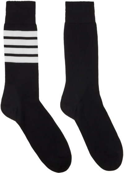 Thom Browne Black Tricolor Socks In 001 Black