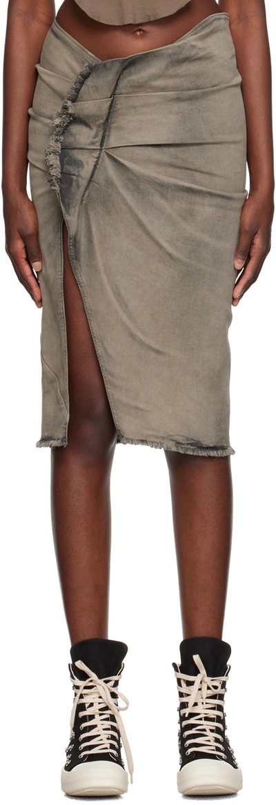 Rick Owens Drkshdw Edfu Denim Skirt In Grey