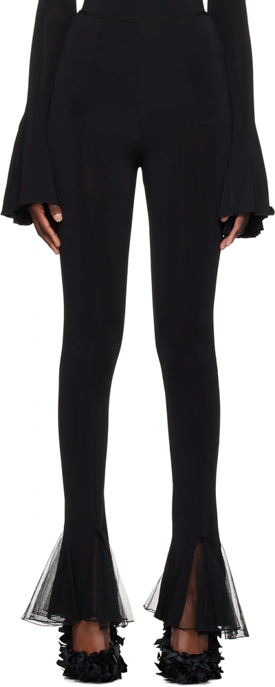 Nensi Dojaka Flared Sheer Tailored Trousers In Black