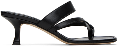 Manolo Blahnik Susa Sequined Metallic Slide Sandals In 0012 Black