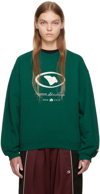 Ader Error Logo-embroidered Cotton Sweatshirt In Green