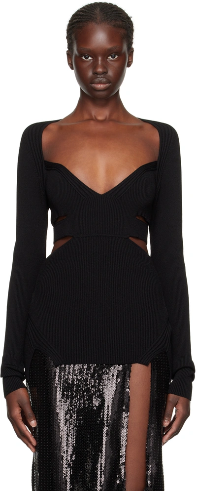 Nensi Dojaka Cut-out Knitted Top In Black