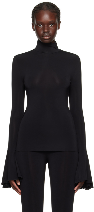 Nensi Dojaka Viscose Jersey Turtleneck Top In Black