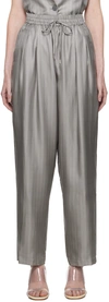 SILK LAUNDRY GRAY SLOUCH TROUSERS