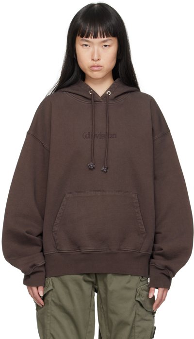 (d)ivision Brown Embroidered Hoodie In Seal Brown