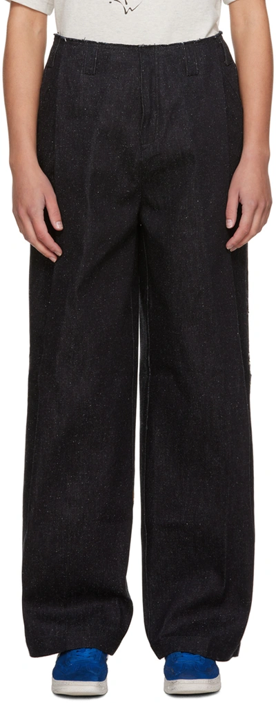 Ader Error Black Elio Denim Trousers In Noir