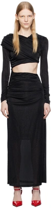 Msgm Black Cutout Maxi Dress In 99 Black
