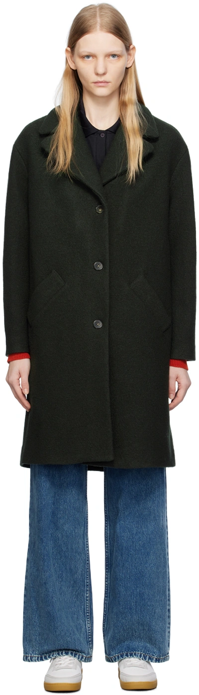 Apc Ninon Coat In Kaf Dark Green