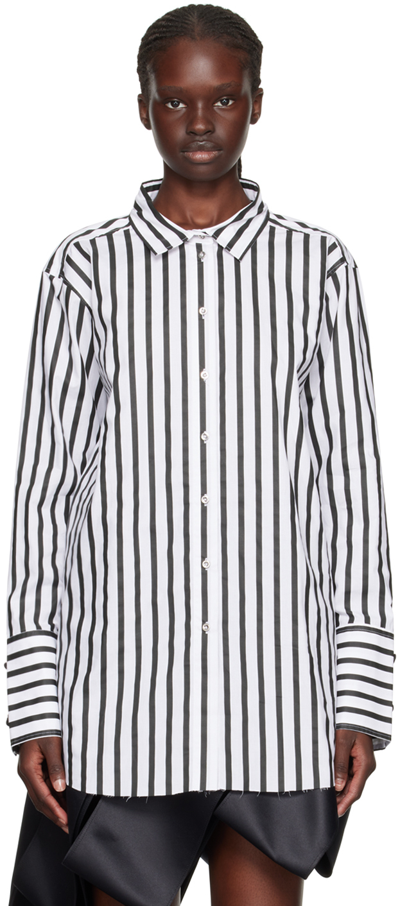 Marques' Almeida Black & White Striped Shirt In Black/white