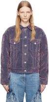 Msgm Flock Denim Faded Denim Jacket In 12 Pink