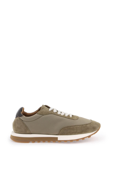 The Row Owen Suede-trimmed Nylon Runner Sneakers In Gray Beige
