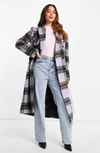 TOPSHOP PLAID DOUBLE BREASTED COAT