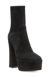 Stuart Weitzman Skyhigh 145 Suede Platform Bootie In Black