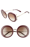 Ferragamo 52mm Gancio Round Sunglasses In Bordeaux