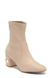 Stuart Weitzman Renegade Zip 75 Leather Bootie In Museline