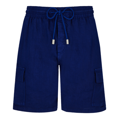 Vilebrequin Bai Bermuda Solid Linen Shorts In Navy