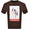 HERON PRESTON HERON PRESTON BIRD PAINTED LOGO T SHIRT BROWN