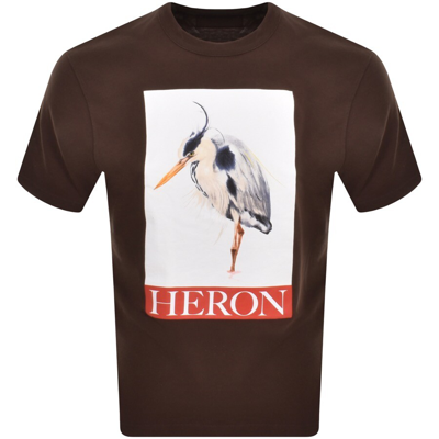 Heron Preston Bird Painted Logo T Shirt Brown