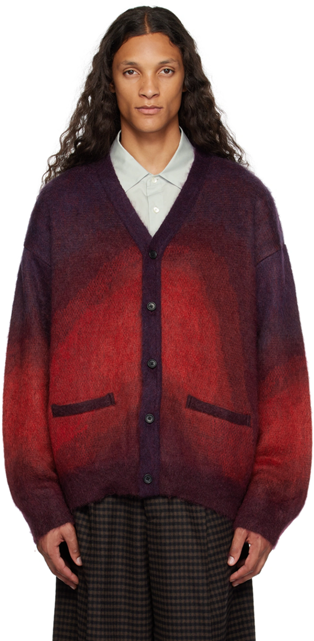 Stein Burgundy Gradient Cardigan In Red | ModeSens Stein Burgundy Gradient Cardigan In Red | ModeSens