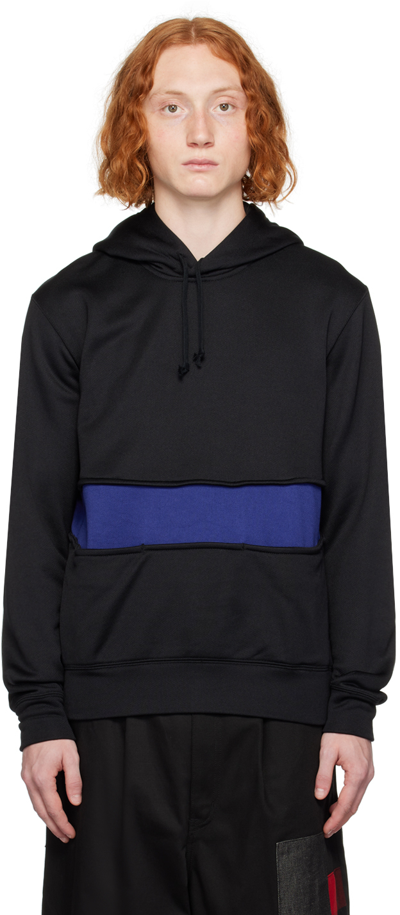 Comme Des Garçons Homme Deux Stripe-detail Cotton Hoodie In 1 Black X Lgt Nav