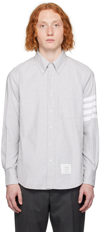 Thom Browne 4 Bars Buttondown Cotton Shirt In 035 Med Grey